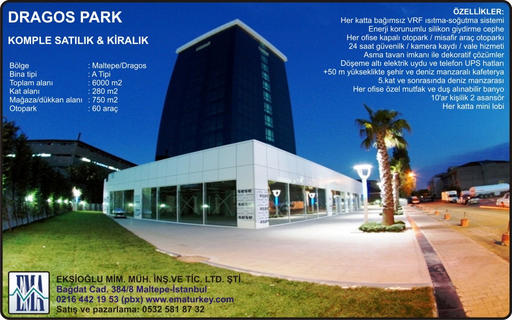 Ekşioğlu İnşaat’tan Komple Satılık veya Kiralık Plaza: Dragos Park