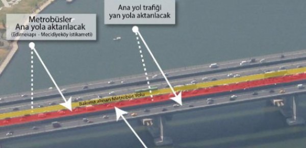 Haliç Köprüsü Metrobüs Yolu Bakıma Alınıyor