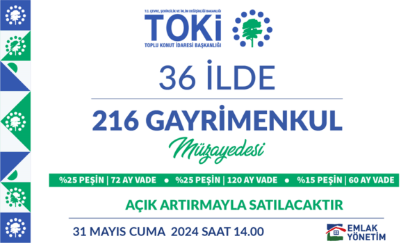 TOKİ, 36 İlde Yüzde 25 Peşinat ve 120 Ay Vadeyle Gayrimenkul Satacak TOKİ, 36 İlde Yüzde 25 Peşinat ve 120 Ay Vadeyle Gayrimenkul Satacak