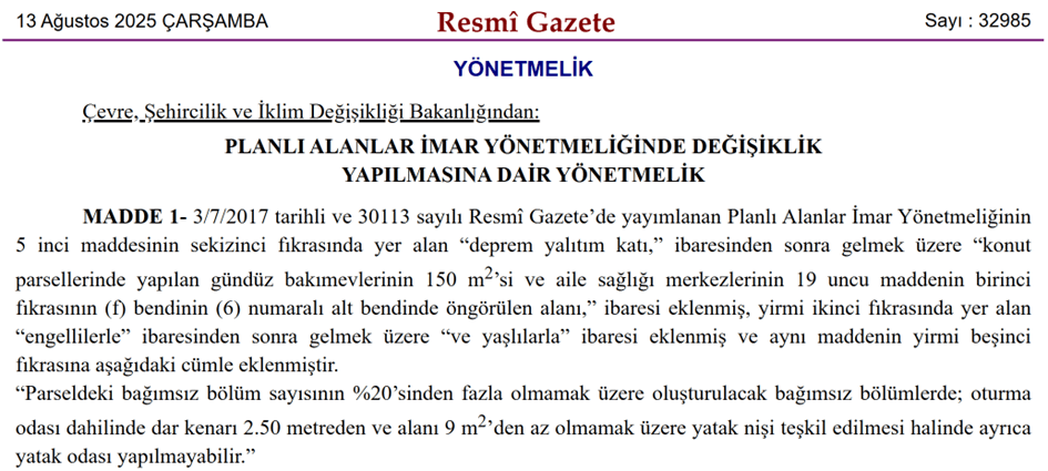 Resmi Gazete'de Yayımlandı: Stüdyo Daire Yapımına Yönelik Yasak Kaldırıldı