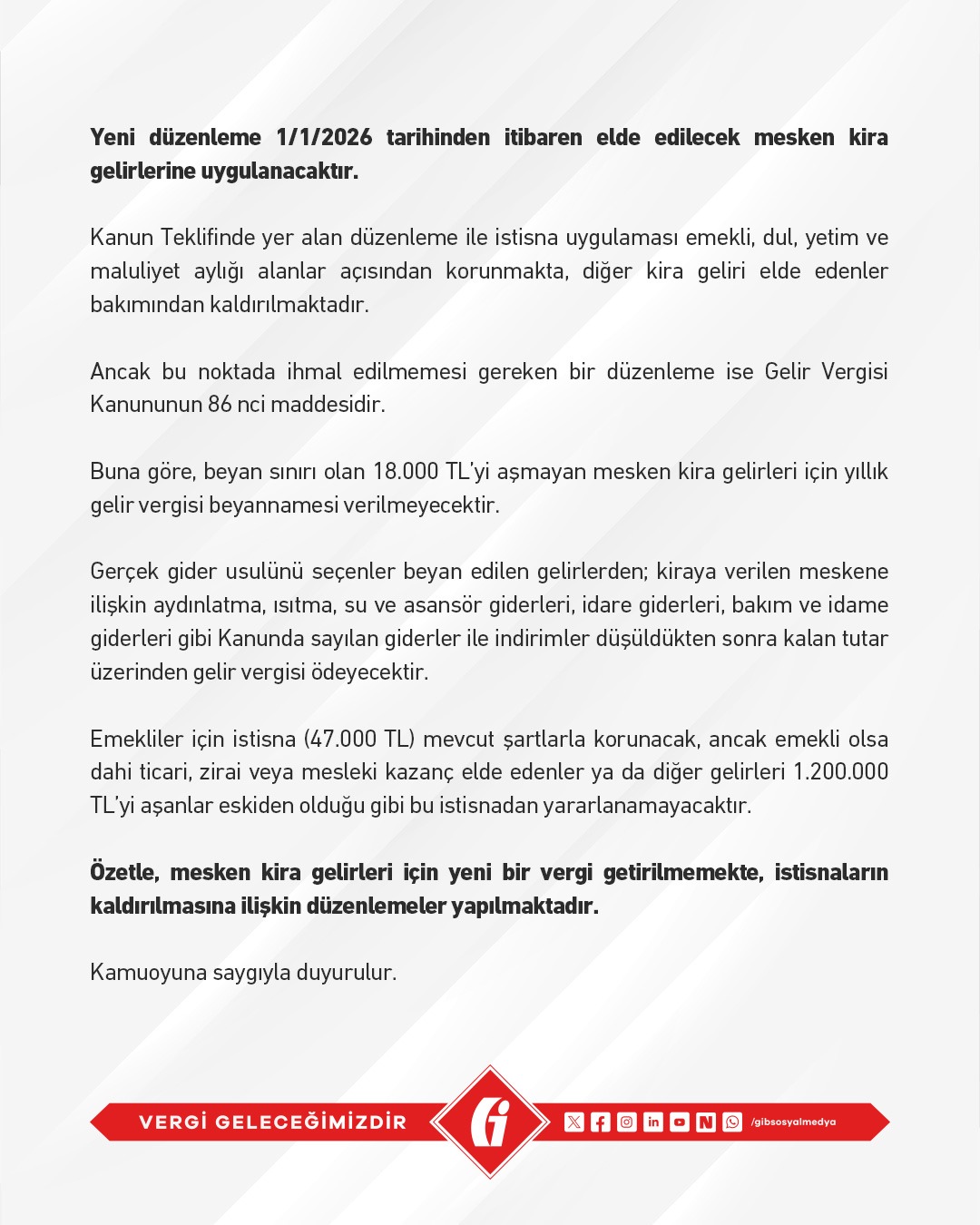 Gelir İdaresi'nden Kiralara Yeni Vergi Geldiği İddialarına Yanıt