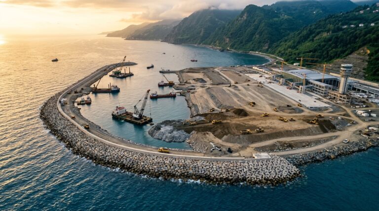 Deniz Üzerine İnşa Edilecek Üçüncü Havalimanı İçin Geri Sayım Başladı: Trabzon Yeni Havalimanı Şantiyesi Kuruluyor